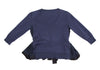 PRADA ITALY. Navy Color Tie Back Gathered Switching Knit Sweater