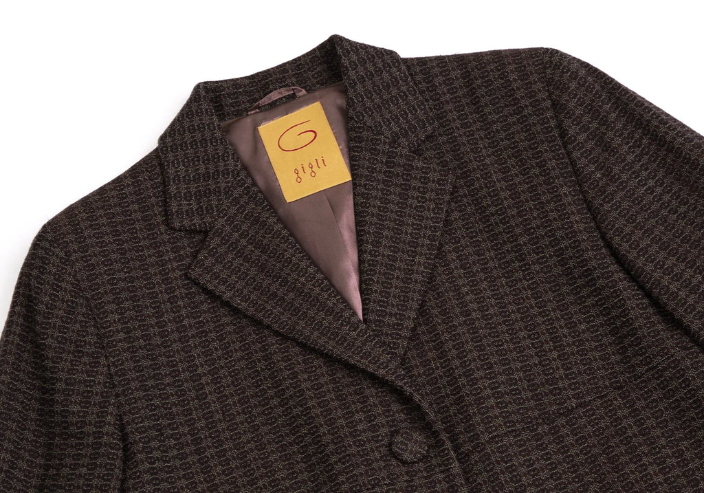 ROMEO GIGLI ITALY.  gigli. Brown Wool Jacquard Jacket