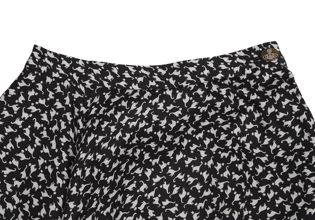 Vivienne Westwood UK. Red Label. Black Tencel Cat Pattern Deformation Skirt