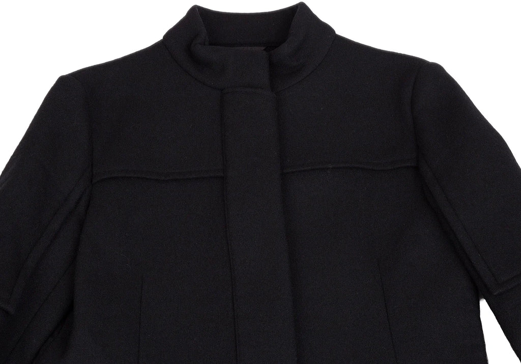 ROMEO GIGLI  ITALY. Black Wool Stand-collar Zipper Coat
