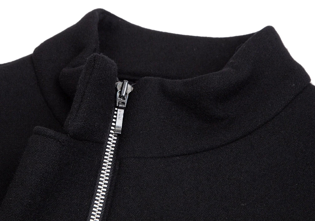 ROMEO GIGLI  ITALY. Black Wool Stand-collar Zipper Coat