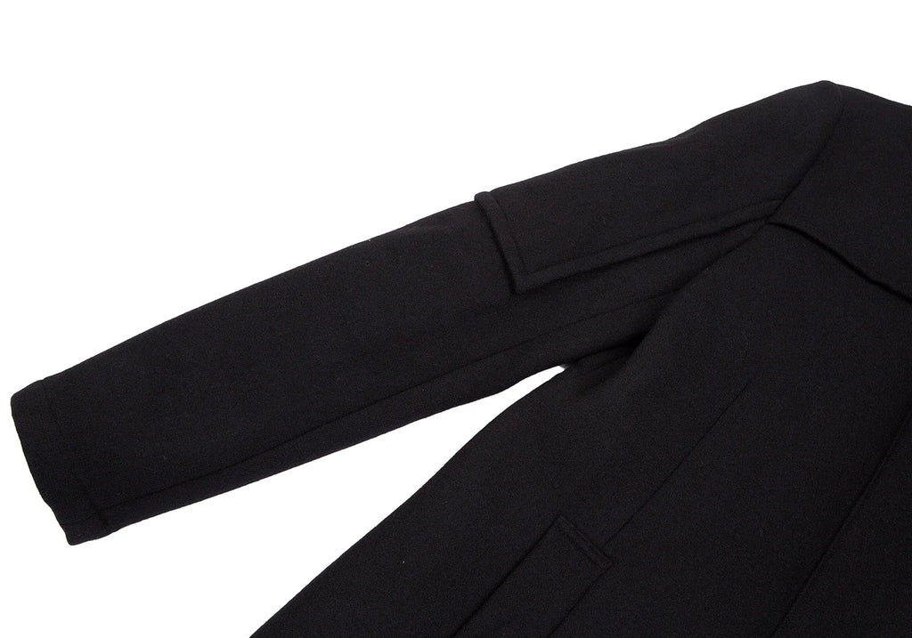 ROMEO GIGLI  ITALY. Black Wool Stand-collar Zipper Coat