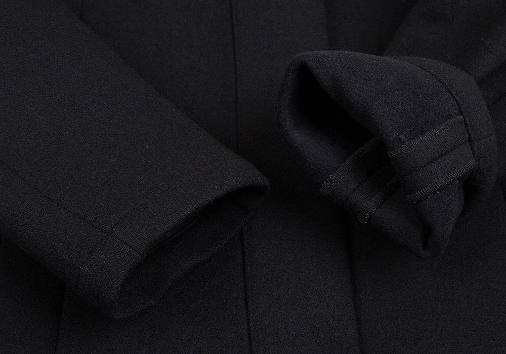 ROMEO GIGLI  ITALY. Black Wool Stand-collar Zipper Coat