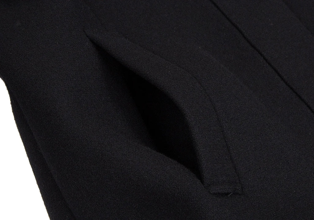 ROMEO GIGLI  ITALY. Black Wool Stand-collar Zipper Coat