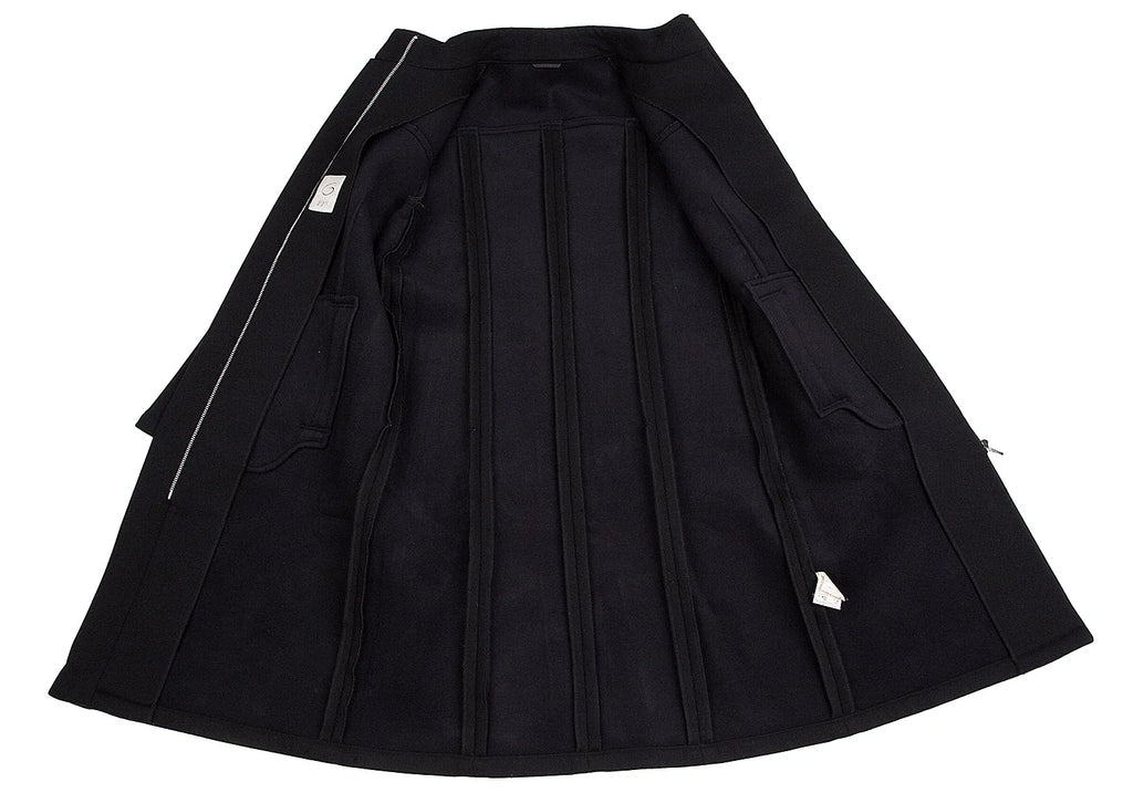 ROMEO GIGLI  ITALY. Black Wool Stand-collar Zipper Coat