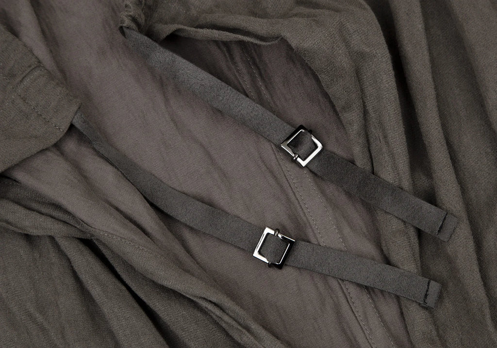 HOMMA JAPAN. Grey Faux Suede Ruched Gathers Jacket