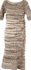 Chloe Paris. Beige Wool/Angora Knit Jacquard Knit Short Sleeve Dress