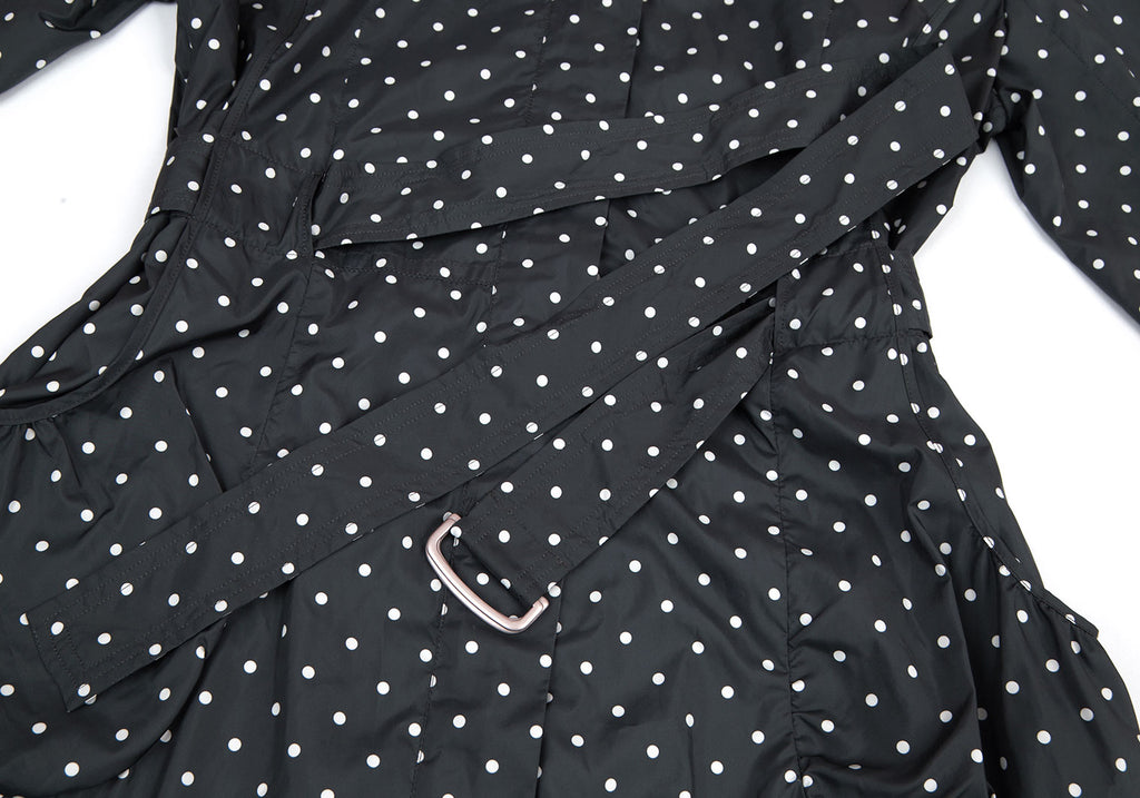 t.b SENSOUNICO Japan. Black Poly Dot Zipper Light Weight Rain Trench Coat