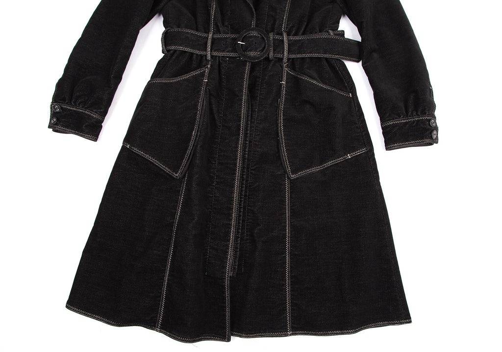 HIROKO KOSHINO JAPAN. HIROKO BIS, Black Belt Front Layered Belted Coat