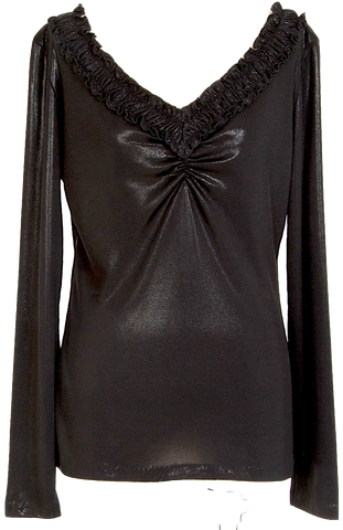 Jean Paul Gaultier Paris. Black Silk Square Neckline Knee-Length Dress