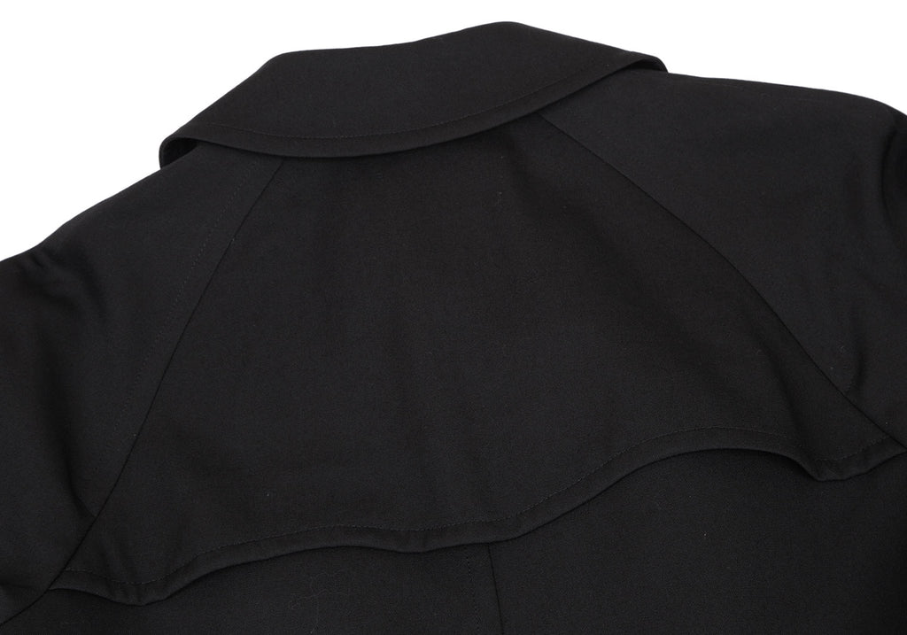 COMME des GARCONS JAPAN. Black Wool Gaba Scallop Hem Trench Coat