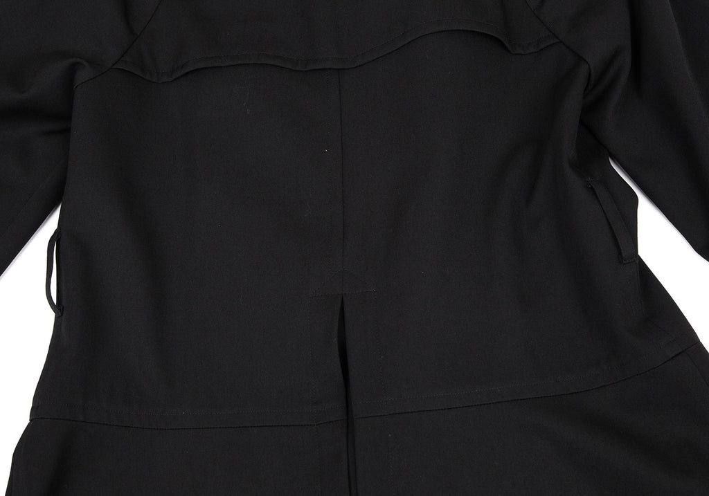 COMME des GARCONS JAPAN. Black Wool Gaba Scallop Hem Trench Coat