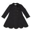 COMME des GARCONS JAPAN. Black Wool Gaba Scallop Hem Trench Coat