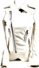 BALENCIAGA PARIS. Off White/Cream Color Leather Moto Style Jacket