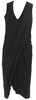Helmut Lang NY. Black Viscose Back Zip Sleeveless V Neck Knit Shift Dress