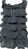 PINK HOUSE JAPAN. Black Frill Tiered Sleeveless Cut and Sew Top