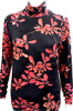 Dries Van Noten Belgium. Black/Red Floral Print Turtleneck Blouse