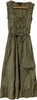 WALTER VOULAZ ITALY. Olive Shirred Design Dress