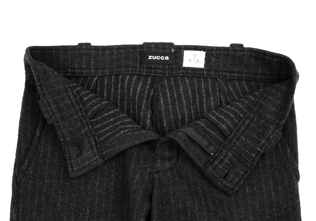 ISSEY MIYAKE JAPAN. Zucca. Charcoal Color Wool Pin Stripe Knit Pants