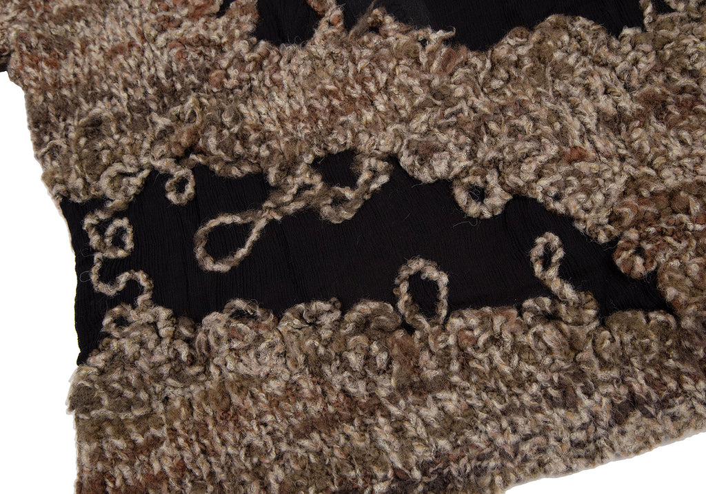 M.& KYOKO JAPAN. NEW W/TAGS. Brown, Black Abstract Knit Switching High Neck Knit Sweater