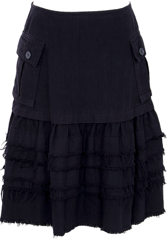 Ann Demeulemeester Belgium. Black Rayon/Wool Skirt