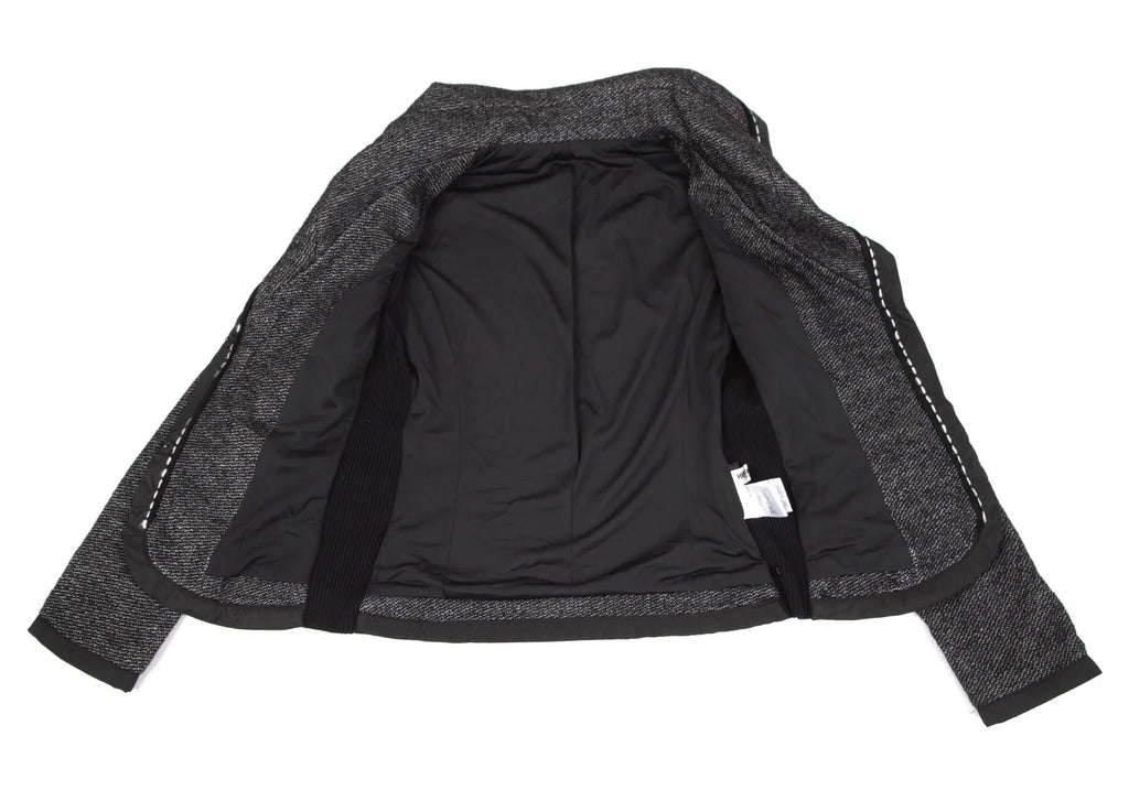HIROKO KOSHINO  HIROKO BIS JAPAN. Piping Stitched Black Shawl-collar Jacket