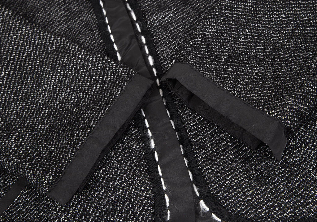 HIROKO KOSHINO  HIROKO BIS JAPAN. Piping Stitched Black Shawl-collar Jacket