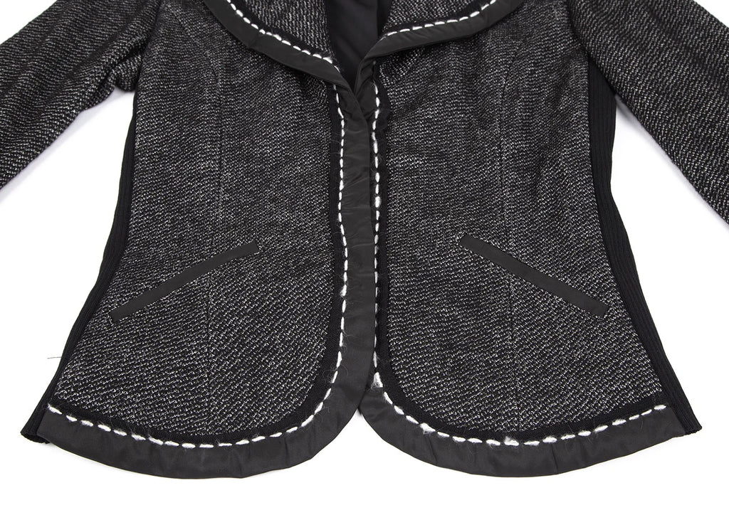 HIROKO KOSHINO  HIROKO BIS JAPAN. Piping Stitched Black Shawl-collar Jacket