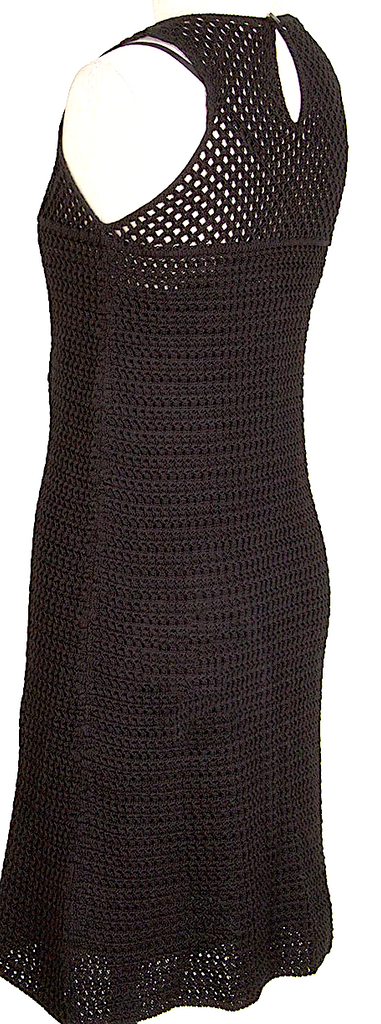 PRADA ITALY. Black Cotton Sleeveless Mesh Dress