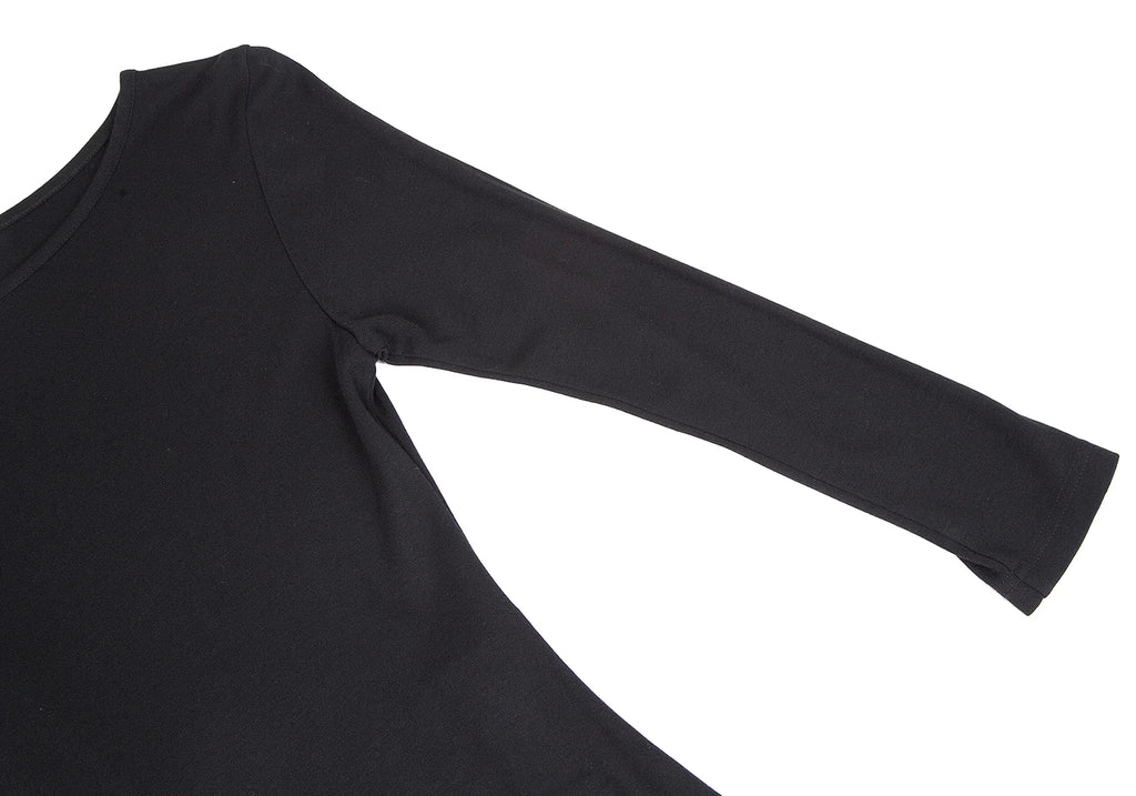 YOHJI YAMAMOTO JAPAN. MICHIKO by Y’s Rayon Wool Stretched Asymmetry Black Dress