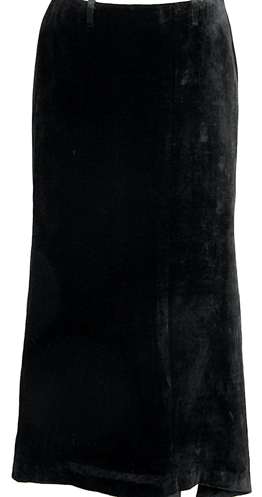 Jean-Paul Gaultier Paris. Black Crushed Velor Flare Skirt
