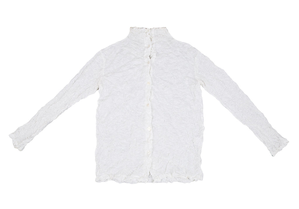 ISSEY MIYAKE JAPAN. PERMANENTE Wrinkle Pleats White Blouse