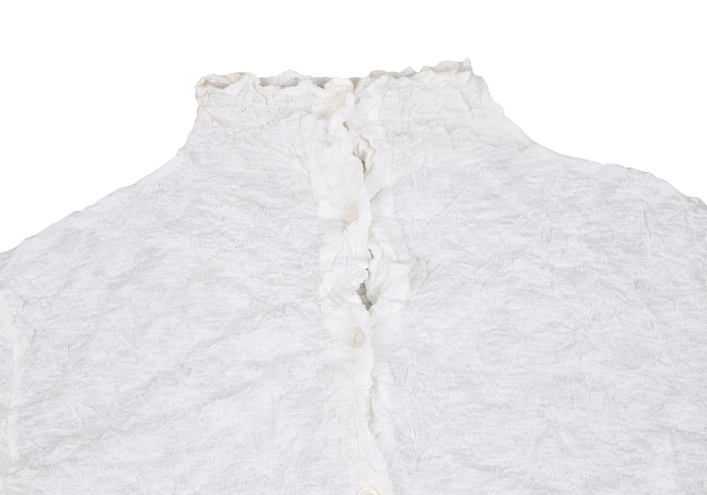 ISSEY MIYAKE JAPAN. PERMANENTE Wrinkle Pleats White Blouse