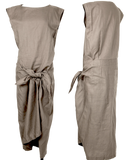 Issey Miyake Japan. Plantation Line. Grey Cotton Linen Sleeveless Wrap Dress