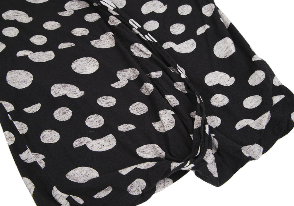 YOHJI YAMAMOTO JAPAN. Y's Black, White Dot Print Drape Front Shirt/Top