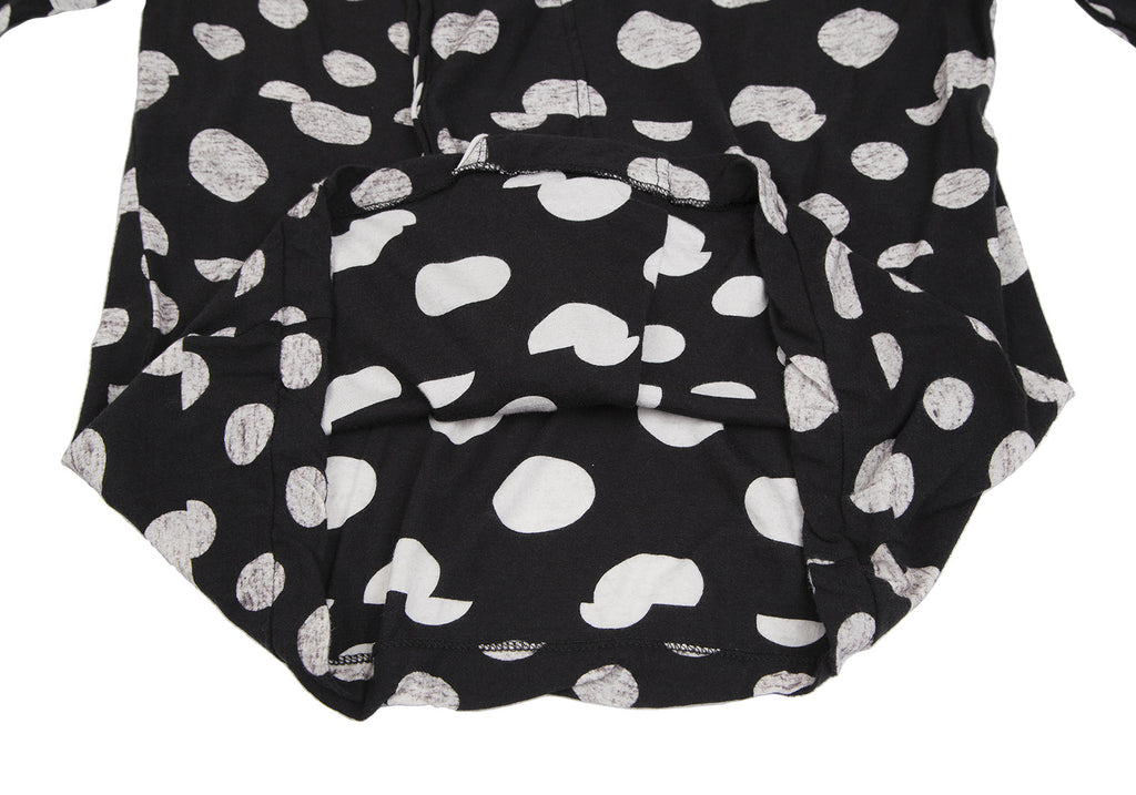 YOHJI YAMAMOTO JAPAN. Y's Black, White Dot Print Drape Front Shirt/Top