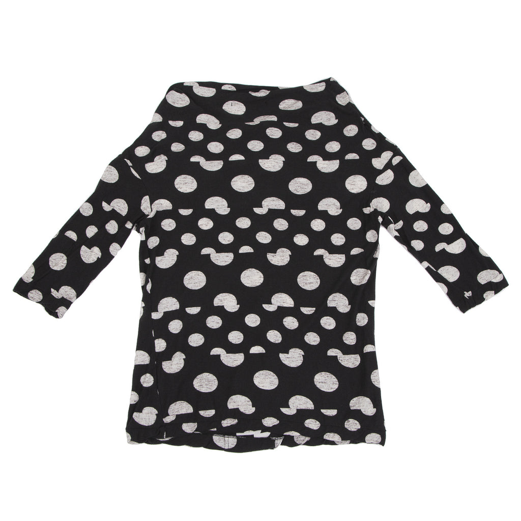 YOHJI YAMAMOTO JAPAN. Y's Black, White Dot Print Drape Front Shirt/Top