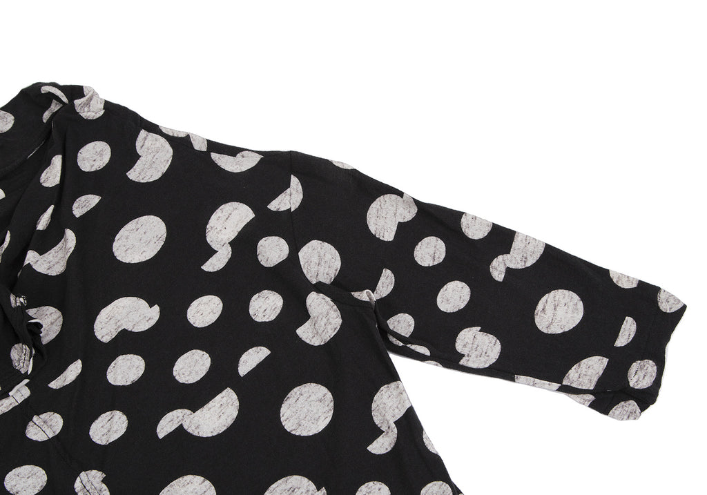 YOHJI YAMAMOTO JAPAN. Y's Black, White Dot Print Drape Front Shirt/Top