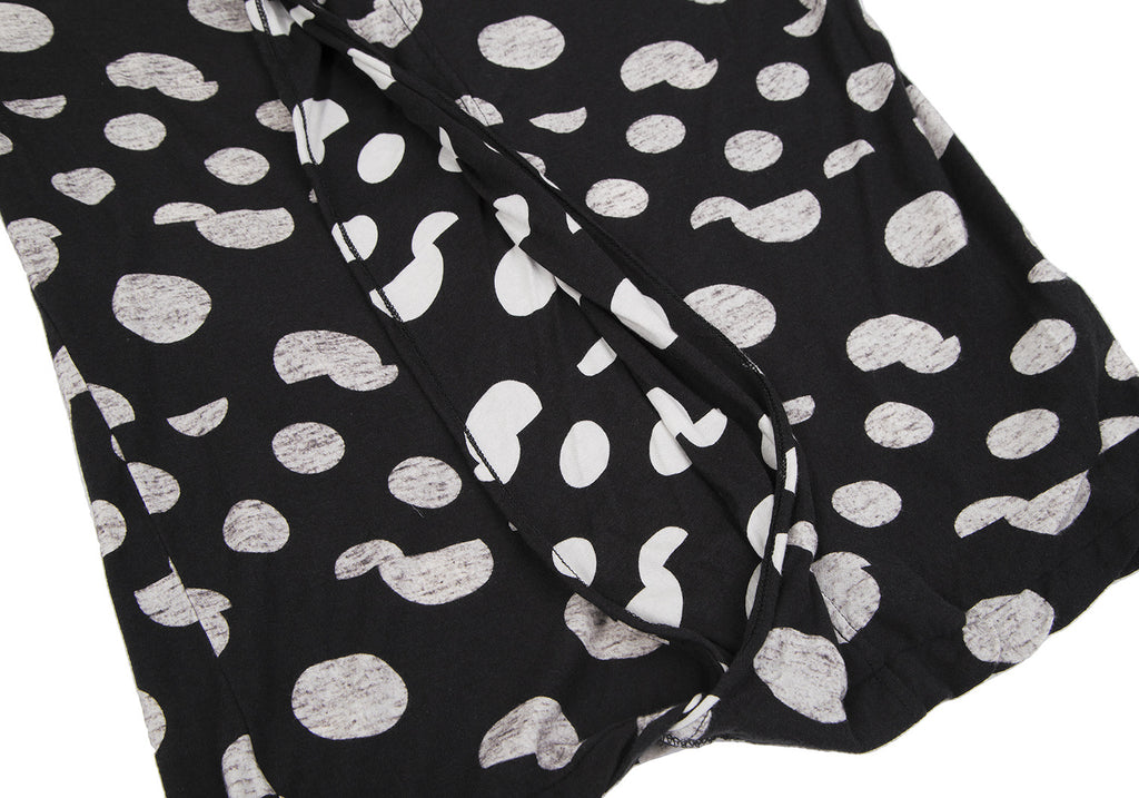 YOHJI YAMAMOTO JAPAN. Y's Black, White Dot Print Drape Front Shirt/Top