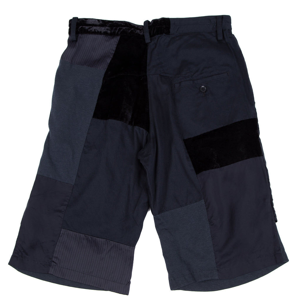 YOHJI YAMAMOTO JAPAN. Y's Navy Blue Patchwork Shorts
