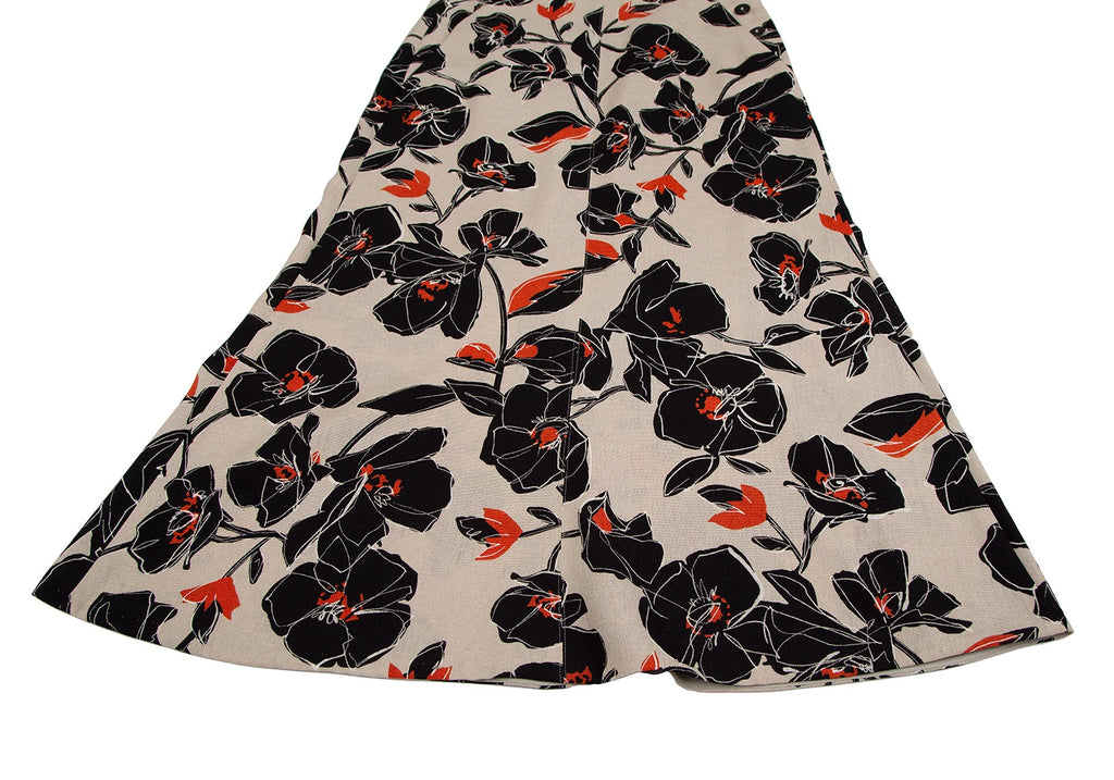 TOMORROWLAND  BALLSEY JAPAN. Beige Floral Printed Flare Skirt