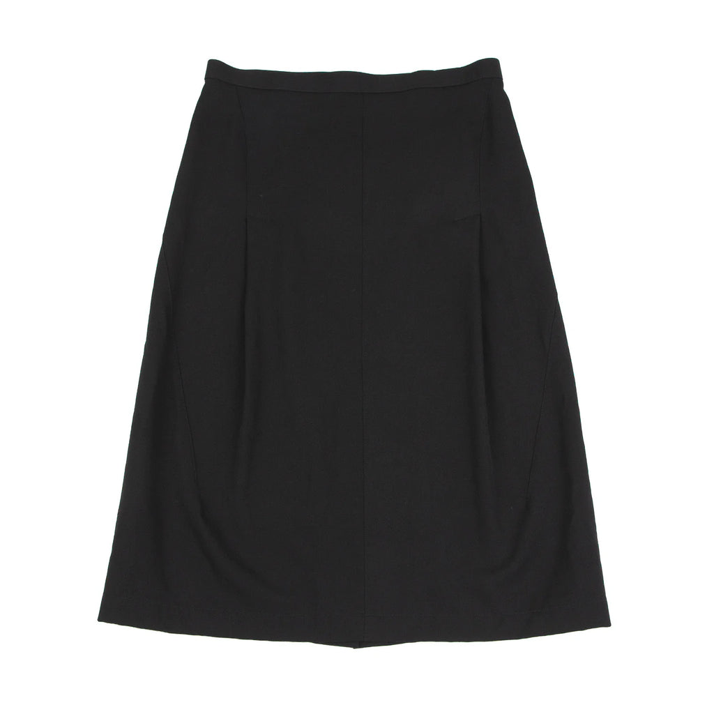 COMME des GARCONS JAPAN. TRICOT. Wool Black Gabardine Tuck & Dart Design Skirt