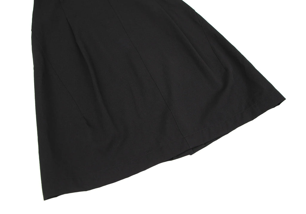 COMME des GARCONS JAPAN. TRICOT. Wool Black Gabardine Tuck & Dart Design Skirt