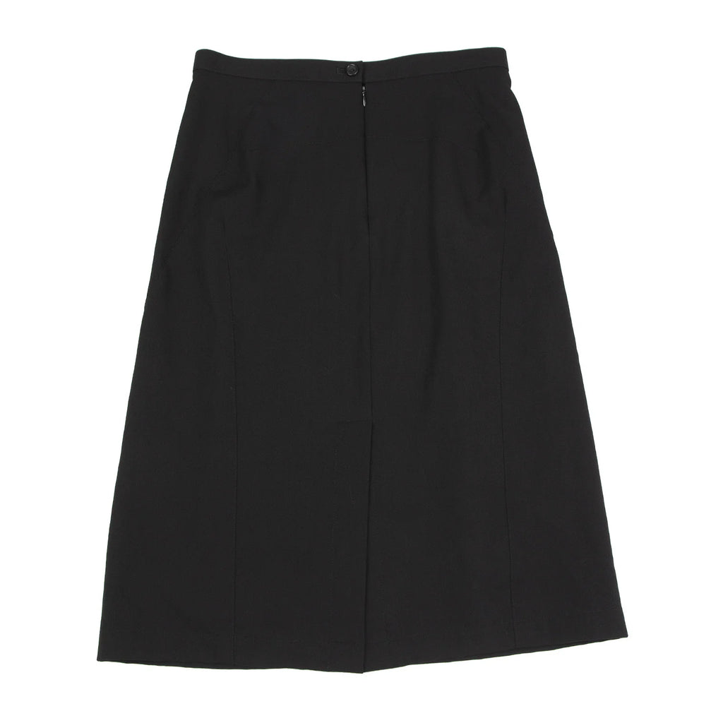 COMME des GARCONS JAPAN. TRICOT. Wool Black Gabardine Tuck & Dart Design Skirt