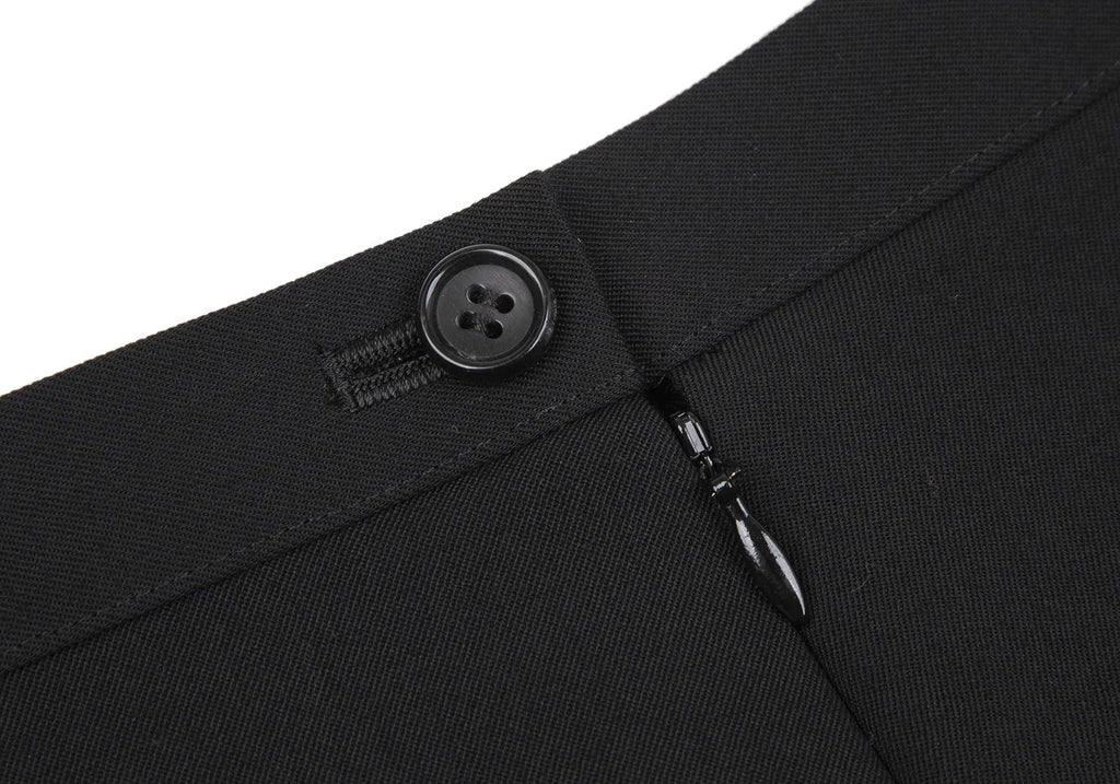 COMME des GARCONS JAPAN. TRICOT. Wool Black Gabardine Tuck & Dart Design Skirt