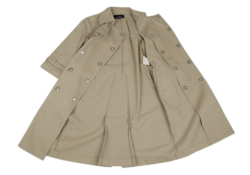 COMME des GARCONS JAPAN. TRICOT. Beige Cotton Long Trench Coat