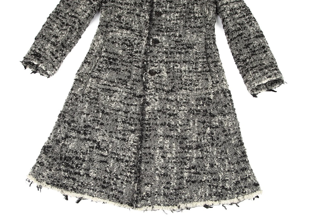 COMME des GARCONS JAPAN. TRICOT. Nep Melange Black, White Tweed Coat