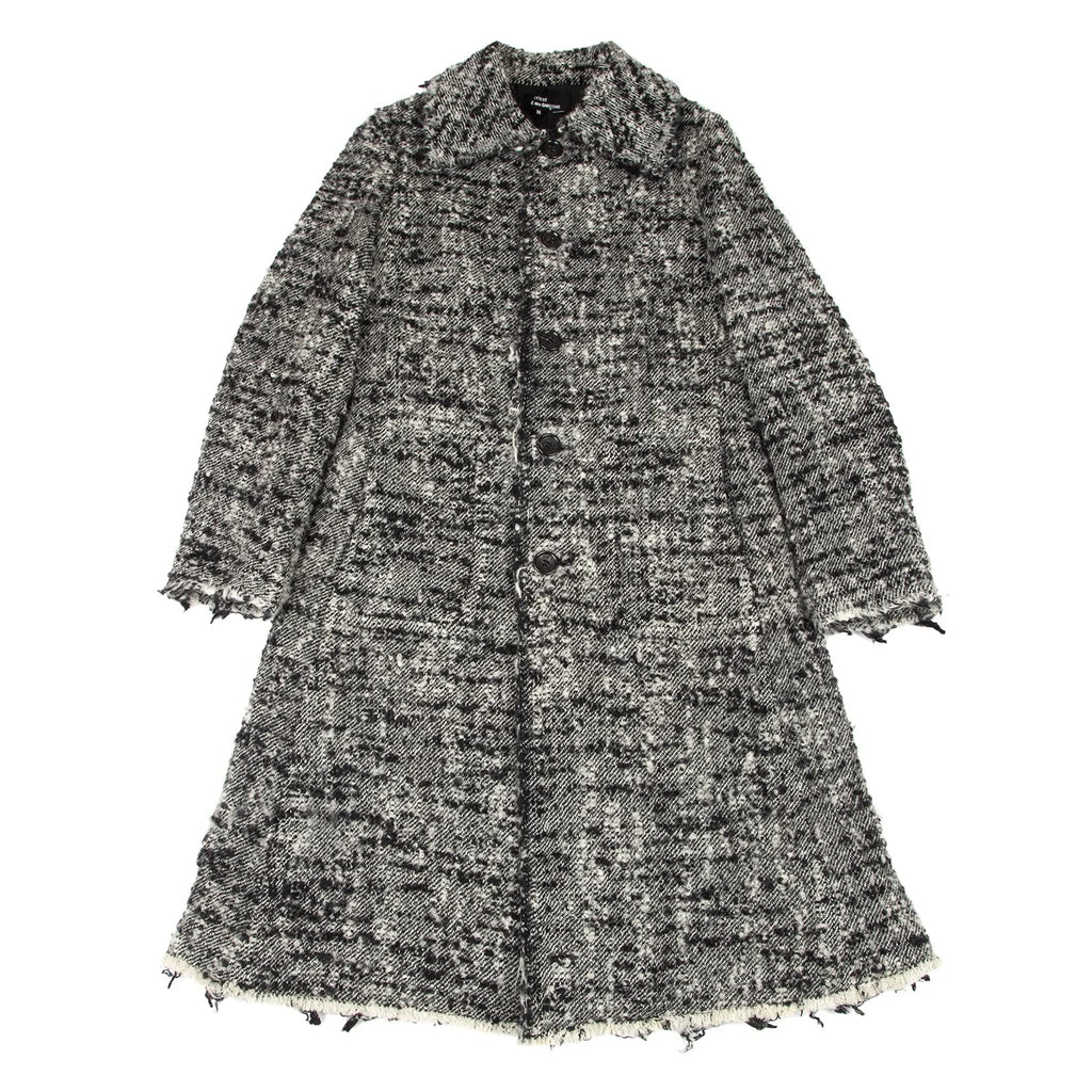 COMME des GARCONS JAPAN. TRICOT. Nep Melange Black, White Tweed Coat