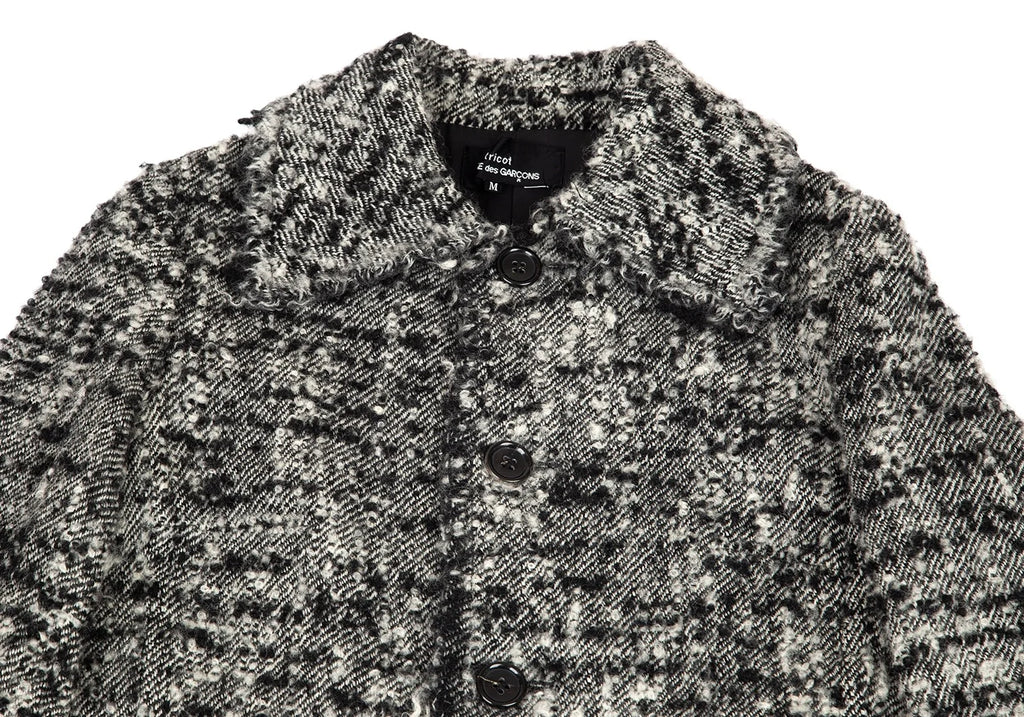 COMME des GARCONS JAPAN. TRICOT. Nep Melange Black, White Tweed Coat
