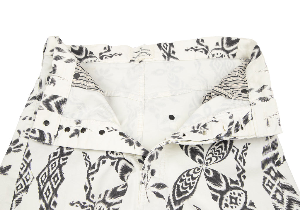 Vivienne Westwood UK. ANGLOMANIA. White Printed Stretch Pants